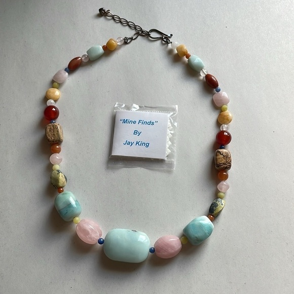 Jay King Multi Stone Graduated Necklace Bead Colorful Turquoise Pastel Chunky